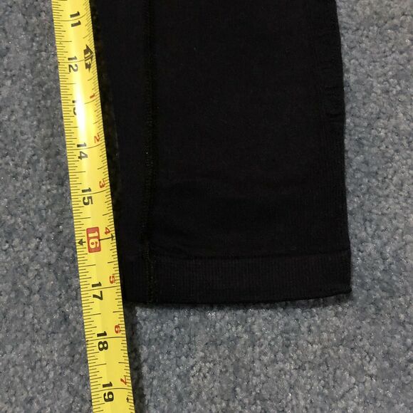 Athleta Cropped Leggings XS Black Mesh Panels Pocket Wide High Waist - Picture 4 of 8